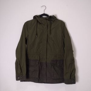 Uniqlo Army Green Utility Cinch Waist Hooded Parka Jacket Women's Size Medium